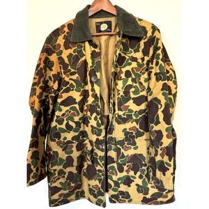 Vintage 1970s Sears And Roebuck Camouflage Camo Hunting Jacket Size Large Brown‎